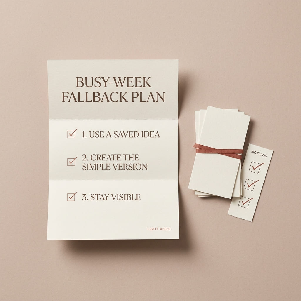 Busy-week fallback strategy card mockup